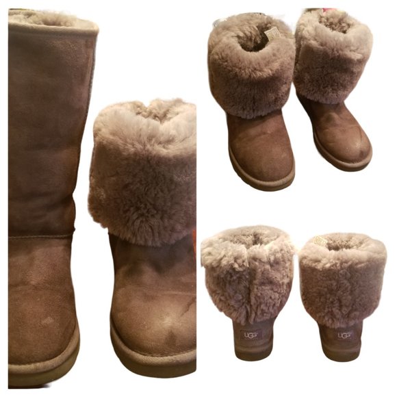 UGG Australia 5815 Classic Tall Gray Suede Boots Sheepskin Winter Boots Womens 7 - Picture 6 of 16